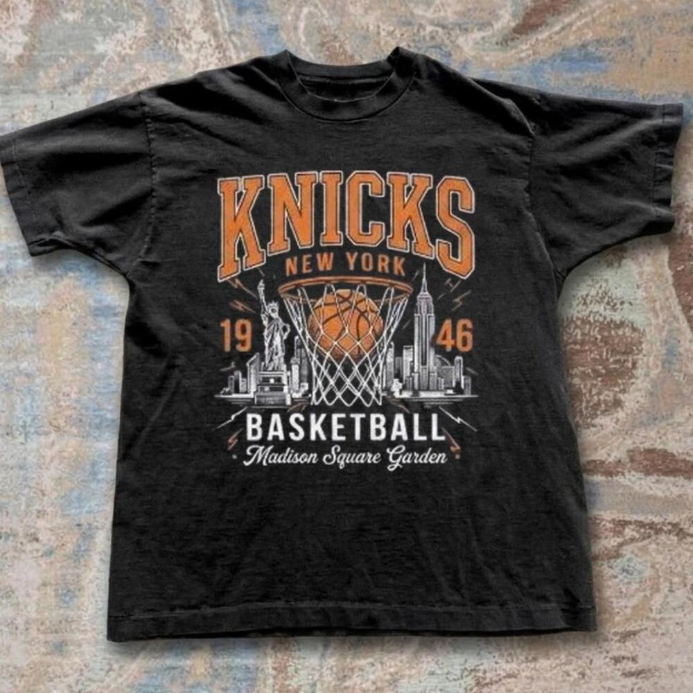 Black  York Knicks Basketball Tee _Madison Square Garden_